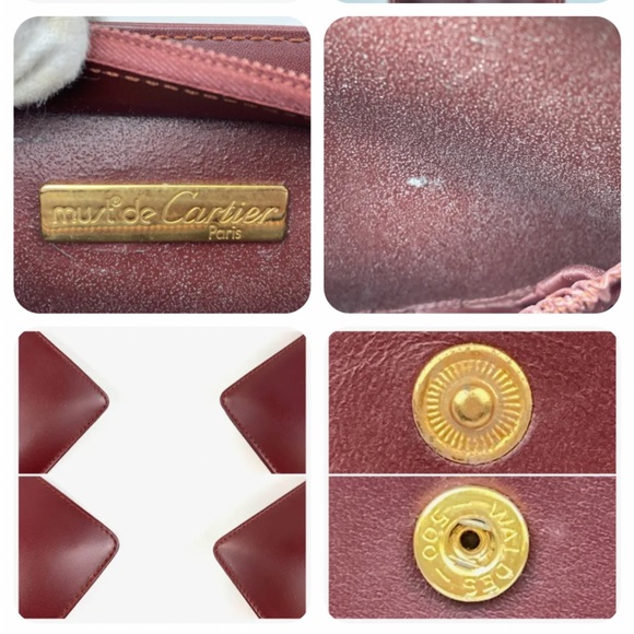 CARTIER Bag clutch les must de Cartier Dark Red Leather Authentic 10.2x7.9x2.4in - Picture 14 of 15